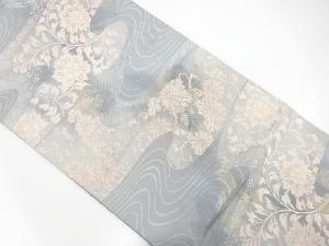 アンティーク　流水に花唐草模様織り出し袋帯(材料)